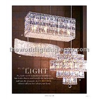 (horchow 200909106-003)2012 Chrome Metal Stand Modern Crystal Pendant Lamp/Chandelier