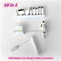 10in1, Mobile Phone Portable Travel USB Charger