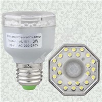 E27 IR Infrared Motion Sensor 24 LED Light Bulb Lamp 3W