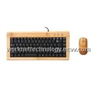 Eco-friendly bamboo keyboard and mouse with 88 keys, green and healthy