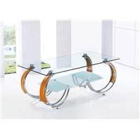 End Table with 8mm Tempered Glass, Steel Leg and Chrome Plating, Ideal as CoffeeTable