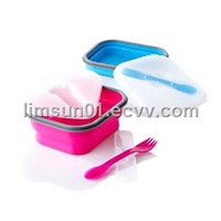 Foldable collapsible silicone lunch box