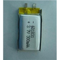 ICS601831-300mAh Soft Pack Li-ion Polymer Battery with 3.7V Voltage,