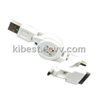 KB-SJX003 3 in 1 multi-functional retractable USB cable