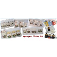 PORCELAIN SPICE JARS,CERAMIC SEALED TANK,JARS