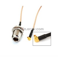 RF Pigtail Cable N Female Bulkhead to MMCX Male Right Angle 15cm