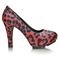 Suede Leather Leopard Platform Red Pump Heel