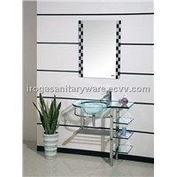 Transparent Glass Basin With Stainless Steel Stand (VS-6050)