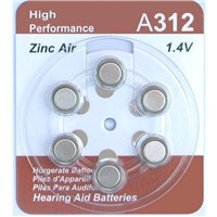 Zinc Air BatteriesA312-170mAh with 1.4V Nominal Voltage, 170mAh/to 0.90V Capacity