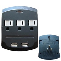 wall-mounted usb charging 3 outlet surge protector