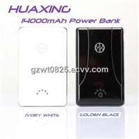 HOT SELLING 2 Colors 14000mAh Dual USB Power Bank for iPad, Samsung Galaxy Note 1/2, HTC...