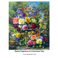 Classical flower oil painting (100%handmade)