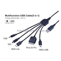 5in1 Multi-Fuction USB Charge Cable for Mobile Phone with 5 Adapters