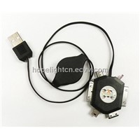 6 in 1 Multi-Function USB Retractable Charger Cable - Black Color