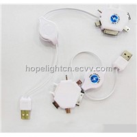 6 in 1 Multi-Function USB Retractable Charger Cable White Color