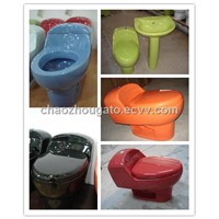 Ceramic colored one piece toilet bowl A1003-T