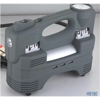 Double cylinder car tyre inflator with 4 LED light