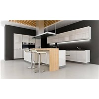 Modern White Thermofoil Kitchen Cabinet (Moosa)