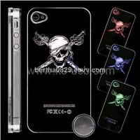 Pirate Skull Pattern Multicolored LED Hard Back Case for iPhone 4 &amp;amp; 4S
