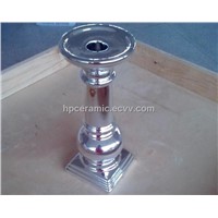 Silver Coated Ceramic Candle Stand, Candle Holder