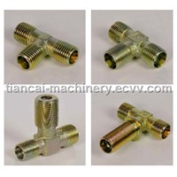 Steel Hydraulic Tube Fittings Male Female Carbon Steel tees three way Connectors zinc plated