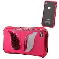 Wing Style Metal Bumper + Plastic Back Cover Protector Companion Case for iPhone 4 & 4S