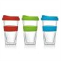 glass coffee cup with silicone lid