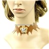 Coffee Artificial Leather With Flower Ladies Leather Necklace