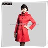 Woman Shiny Chinese Red Roll Collar Trench Coat Apparel 03103066