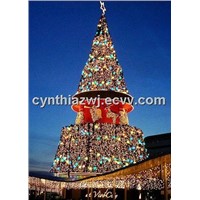 Giant Artificial outdoor Christmas tree, 13 to 50 feet tall, PVC leaves