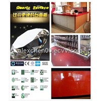 Sparking Ferrari red artificial quartz stone with mirror table top