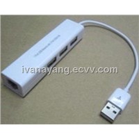 2012 New Hot USB2.0 Lan card 3 port USB HUB