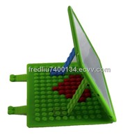 2012 fashion LEGO Blocks silicone new ipad case with Mini DIY puzzle and two stand support