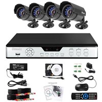 4CH H.264 DVR &amp;amp;4 CMOS 480TVL 30ft Night Vision Outdoor Security Cameras