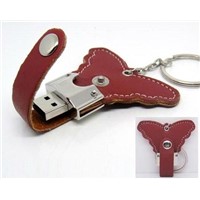 Buttlefly Leather USB Flash Drive with Keychain