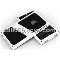 Cell phone white cover skin case plastic + aluminum stand case for iphone5