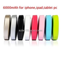 portable mobile power supply 6000mAh 8 color optional