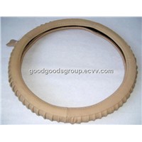 Leather car steering wheel cover