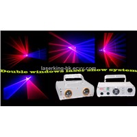 Double windows red and purple color laser beam show