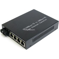 Four Ethernet port 10/100M Fast Ethernet Fiber Media Converter