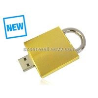 Gold Lock Metal USB Flash Drive-M17