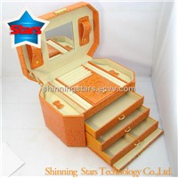 Plastic PU Leather Jewelry Packing Box with Orange Color