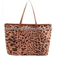 Leopard the Smiley Package with Leather Wild Portable Shoulder Bag Big Bag Handbag
