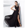 A-line Jewel Sweep/Brush Train Chiffon Evening Dress inspired by Ziyi Zhang at the 84th Oscar