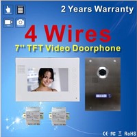7'' Touch Key Video Doorphone intercom System with Stainless Steel Outdoor Camera 4 Wire Villa Kit