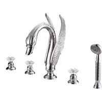Chrome crystal handles swan tub faucet with shower head