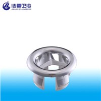 Chrome plated lavatory overflow hole cover