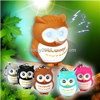 HOT Led owl sound keychain light Sound animal(owl)voice With 2 led light as gift