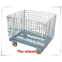Metal galvanized wire mesh cage /wire mesh pallet cage with wheel
