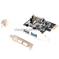 PCI Express to SuperSpeed USB 3.0 2-Port Expansion Card with 5V 4-Pin Power Connector for Desktops
